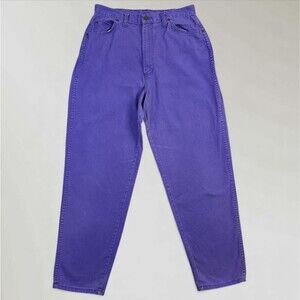 Vintage Congo Women's Jeans Purple High Waist Tapered Leg Cotton 90s Size 16 AVG